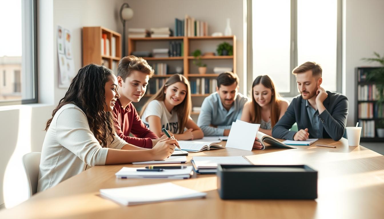 Student using a study guide to organize academic notes